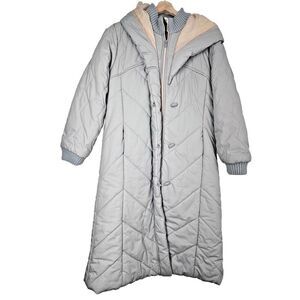 Saxton Hall VTG Made In Korea Quilted Down women Puffer Jacket Coat gray peach M